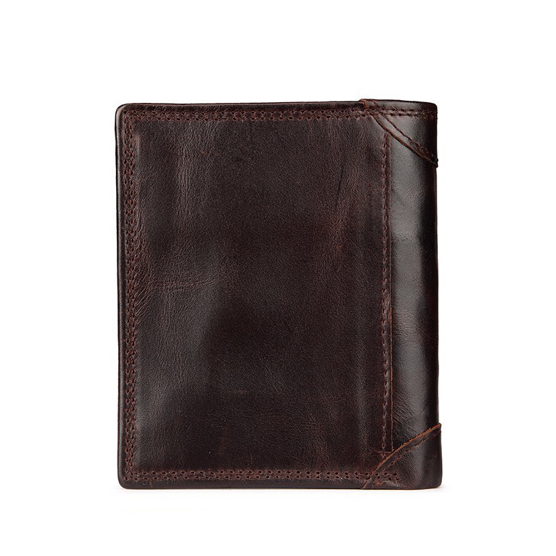 Ví da bò dạng gập phong cách cổ điển cho nam