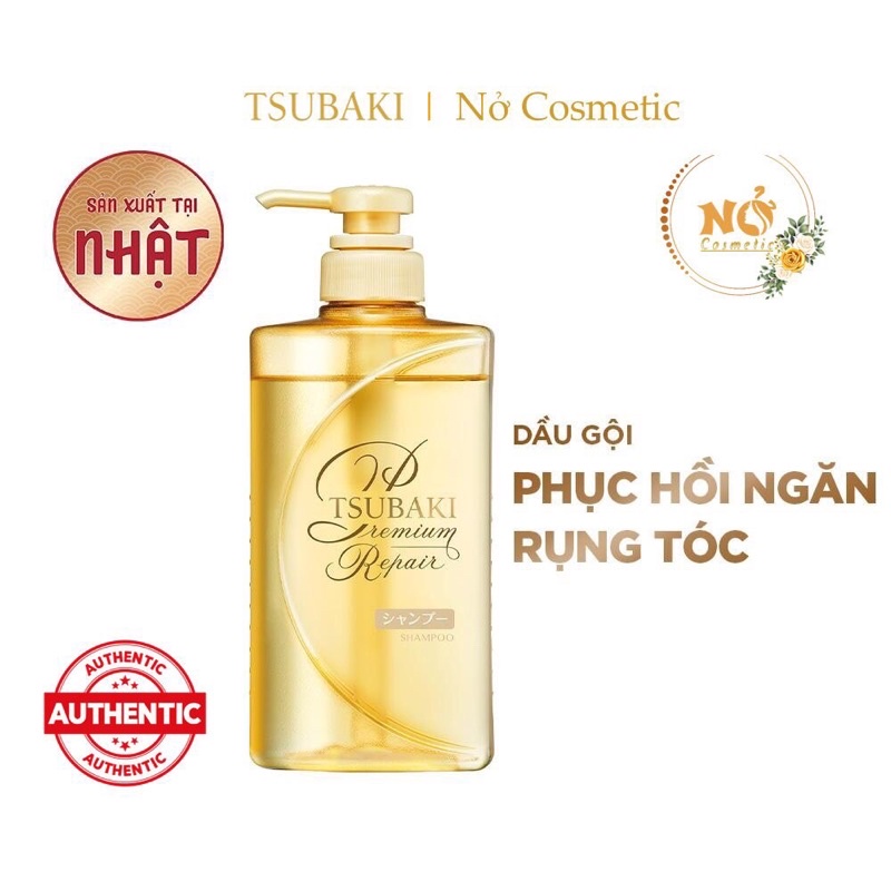 Dầu gội Phục hồi ngăn rụng tóc Premium Repair Tsubaki (490ml/chai)