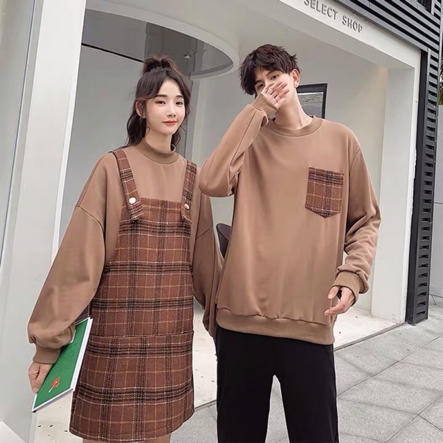[ORDER] Set đôi nam nữ kẻ nâu [ảnh thật ở cuối]