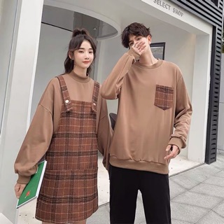 Set đôi nam nữ kẻ nâu