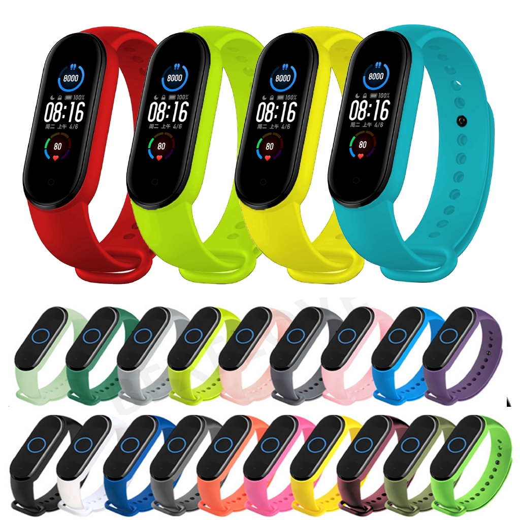 Dây Đeo Thay Thế Chất Liệu Silicon Màu Trơn Cho Xiaomi Mi Band 5