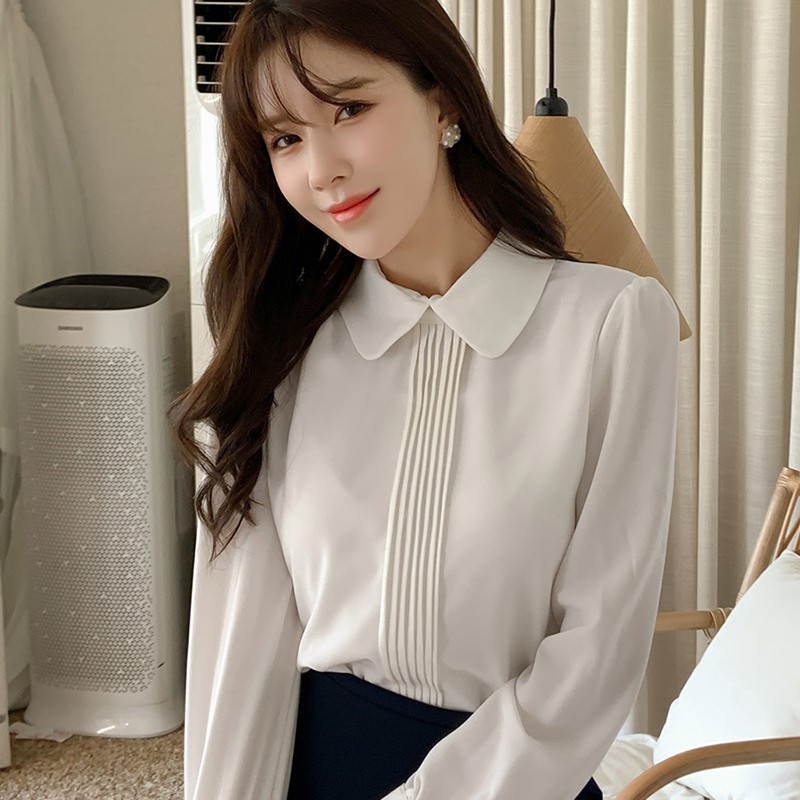 Áo sơ mi nữ trắng dài tay xếp ly Chunxuu thời trang công sở chất Lụa Hàn cao cấp - SP27