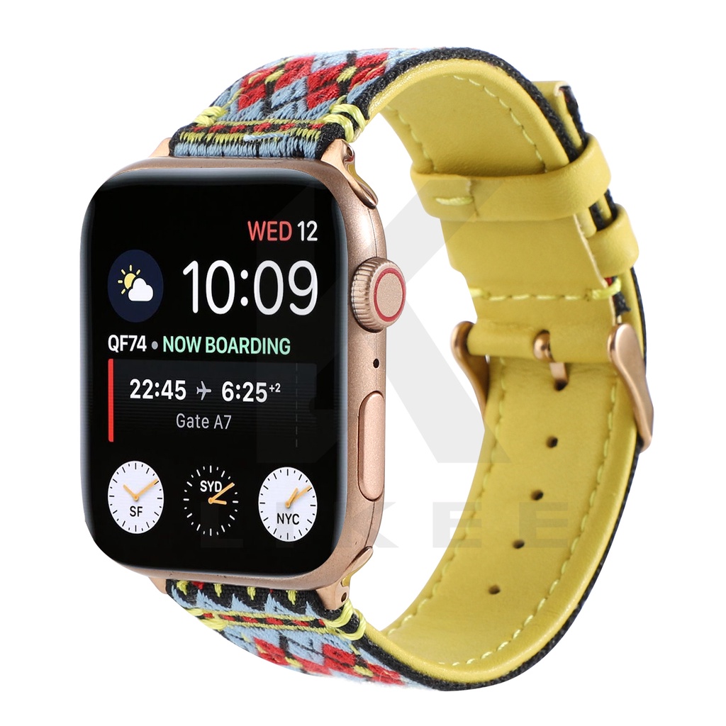 Dân gian-Tùy chỉnh Dân tộc Mới Dây đeo bằng da Tali Jam cho Apple Watch 6 5 4 Dây đeo nylon cho IWatch Series Se 1 2 3 Dây đeo Thể thao Vòng 38mm/40mm/41mm 42mm/44mm/45mm