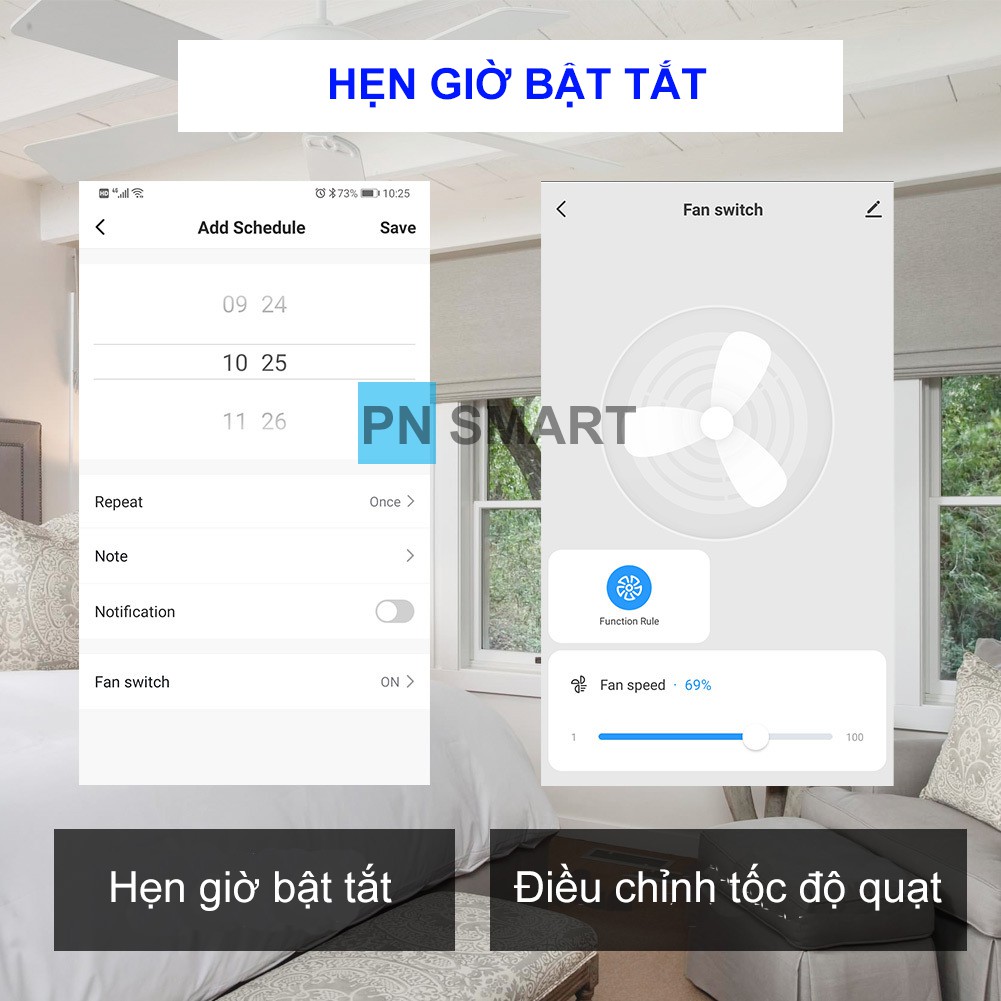 Công Tắc Thông Minh Điều Khiển Quạt Trần Wifi Tuya – Có Remote điều khiển từ xa RF433