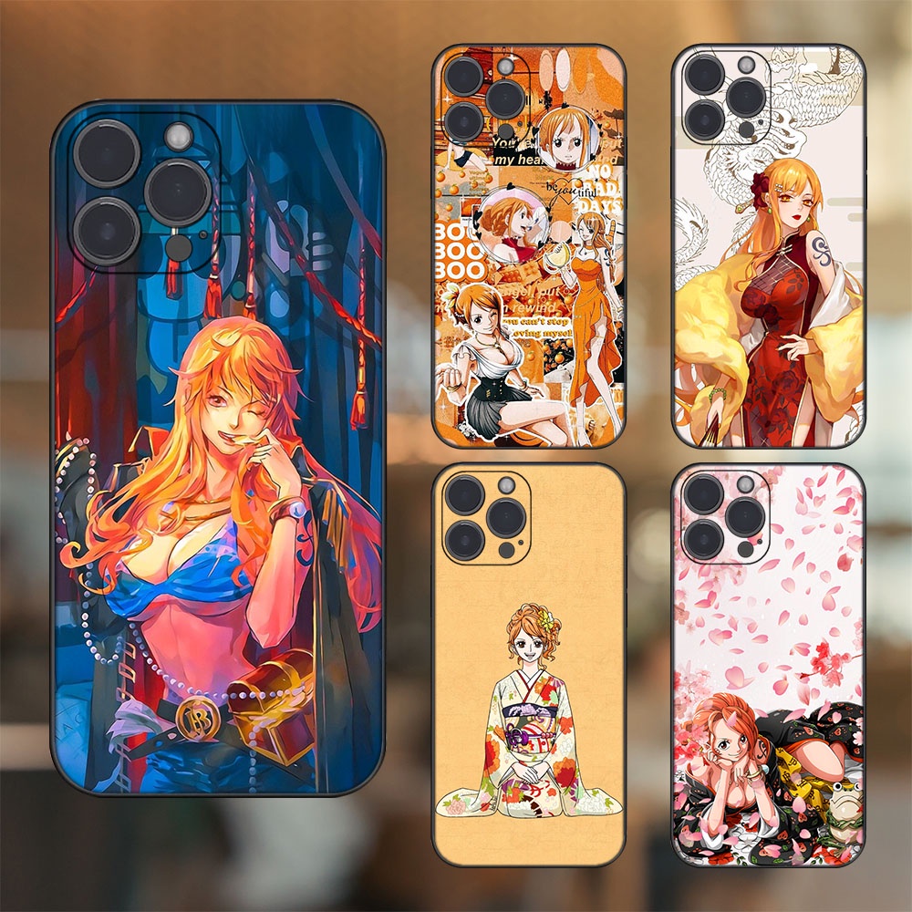 Ốp lưng iPhone 13 Pro Max dẻo đen cạnh vuông in hình Nami One Piece Đảo Hải Tặc