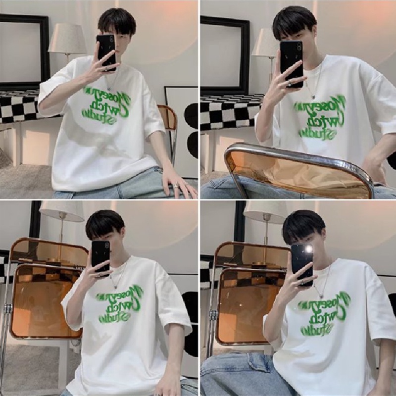 Áo Thun Tay Ngắn Dáng Rộng In Chữ Phong Cách Hip Hop Hàn Quốc Thời Trang Mùa Hè Cho Nam Giới Size M-8XL