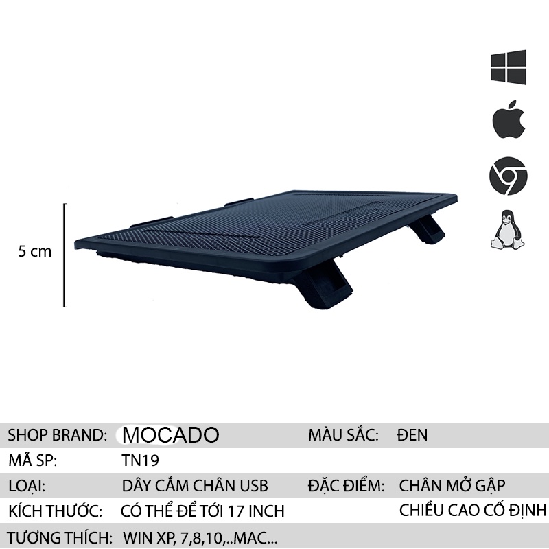 Đế tản nhiệt laptop macbook cooler master 14 15 6 17 inch máy tính cho laptop gaming MOCADO N19