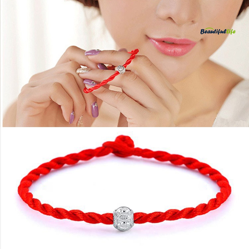 Vòng tay bện chất liệu dây đỏ may mắn dành cho nam và nữ