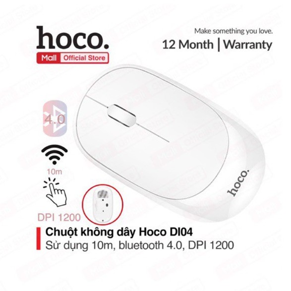 Chuột không dây Hoco DI04, sử dụng 10m, bluetooth 4.0, trọng lượng nhẹ, click chuột nhạy