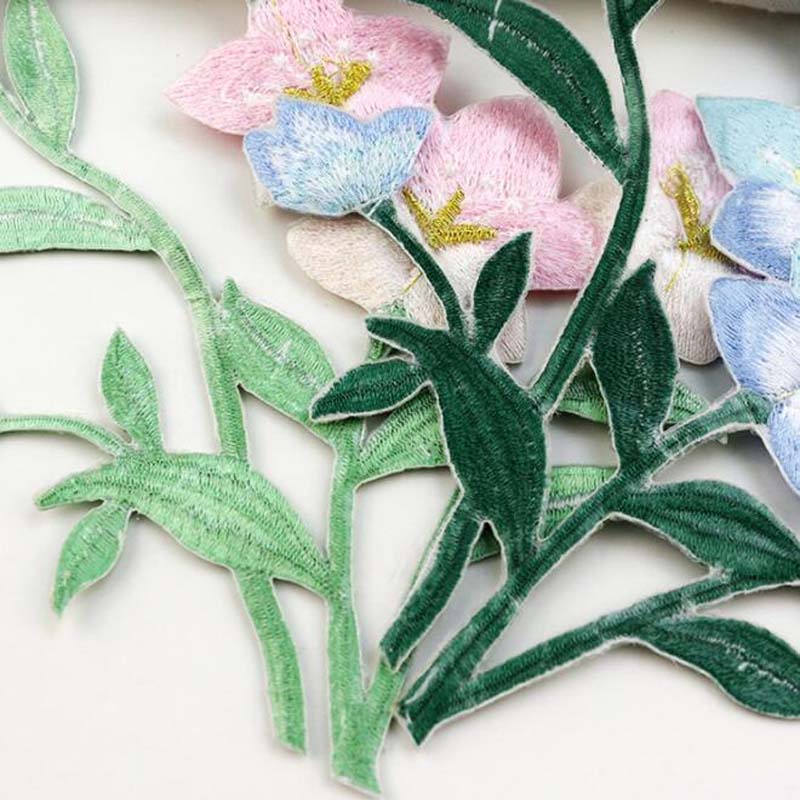 Miếng Dán Ủi Quần Áo Hình Hoa Màu Hồng Xanh Dương