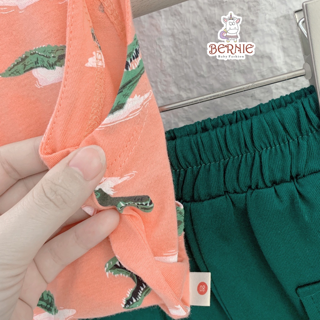 Bộ ba lỗ bé trai hoạ tiết cá sấu, bộ 3 lỗ cotton mềm mát