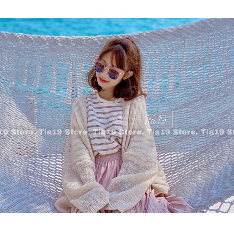Áo cardigan len mỏng Tia19. Áo khoác len giấy ulzzang ( Ảnh thật) | BigBuy360 - bigbuy360.vn