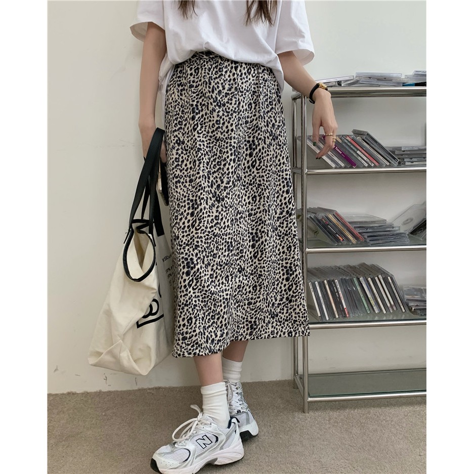 [ GIAO HÀNG BÌNH THƯỜNG ] Chân váy dài họa tiết da báo/ da beo lưng cao xẻ giữa phong cách Ulzzang Hàn Quốc