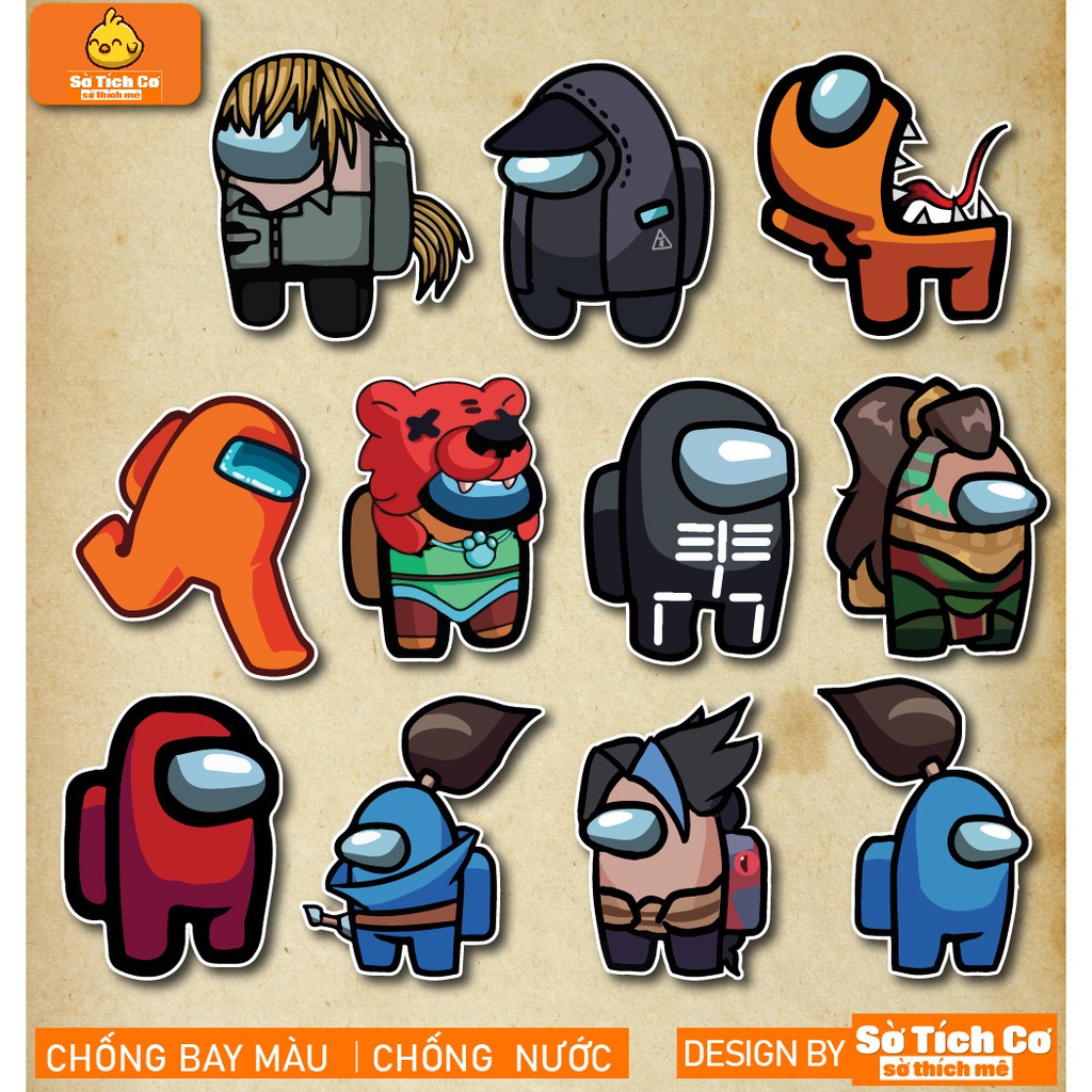 Among Us dán điện thoại, laptop, mũ bảo hiểm, guitar, vali MSP: A12