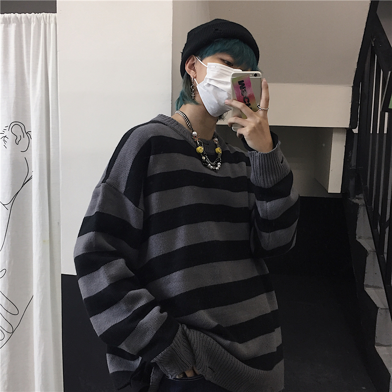 Áo Sweater Kẻ Sọc Phong Cách Retro Hàn Quốc Dễ Phối Đồ | BigBuy360 - bigbuy360.vn