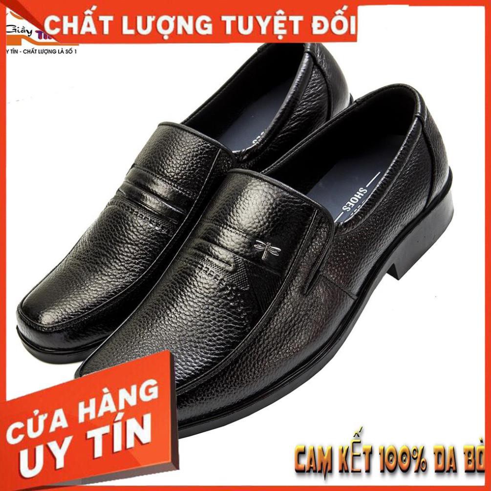 Xả Hàng giày lười trung tuổi nam da bò đen cao cấp fasion