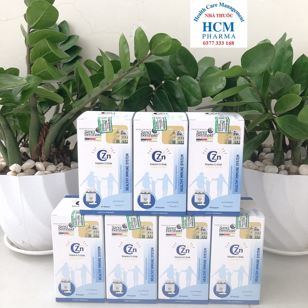 Vitamin C kẽm giúp đẹp da tăng sức đề kháng pure VITAMIN C + ZINK SANCT BERNHARD 60 viên nhập khẩu Đức