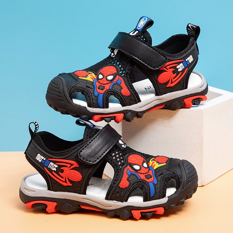 Xăng đan Mùa Hè Thoáng Khí Chống Trượt In Hình Người Nhện Marvel Hoạt Hình Cho Trẻ Em