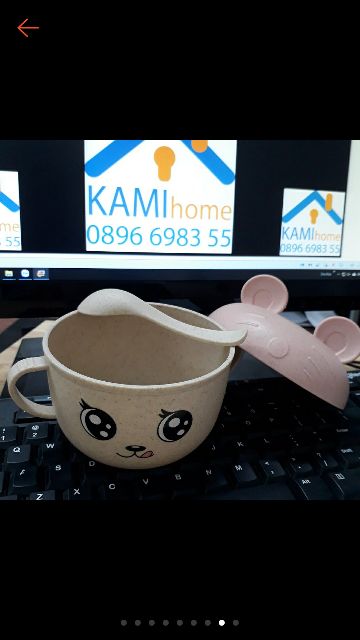 Bát ăn lúa mạch cho bé kèm thìa dễ thương