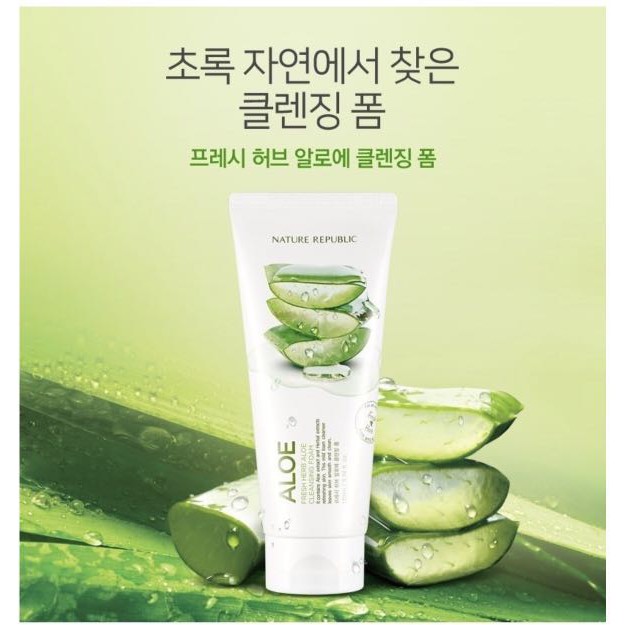 Sữa Rửa Mặt Chiết Xuất Lô Hội Nature Republic Fresh Herb Aloe Cleansing Foam