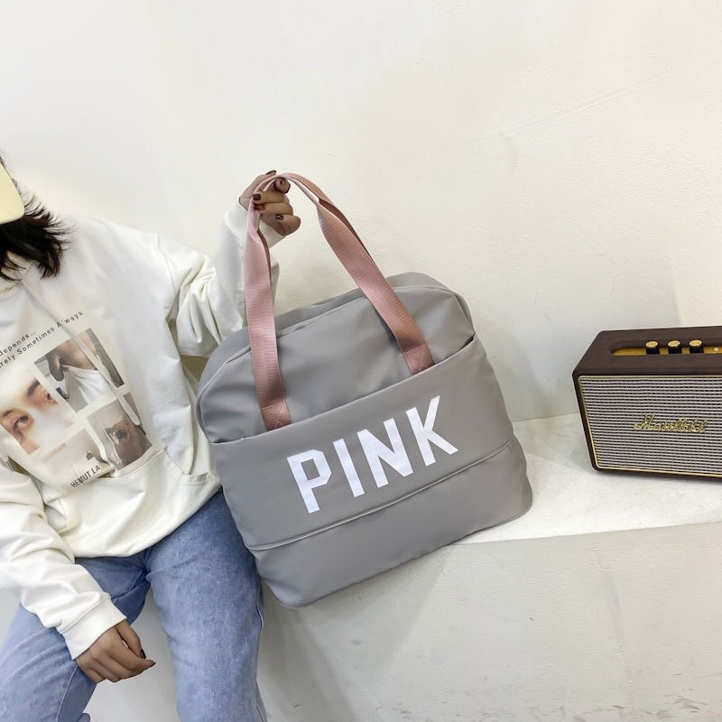 Túi xách du lịch Pink cỡ lớn 2 ngăn gấp gọn