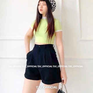 QUẦN SHORT NỮ CẠP CAO GẤP GẤP, QUẦN SOOC NỮ VẢI NGANG ĐÙI THỜI TRANG