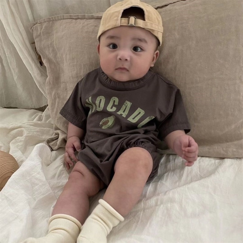 Bộ Áo Liền Quần Tay Ngắn In Họa Tiết Trái Cây Dễ Thương Thời Trang Mùa Hè Cho Bé Sơ Sinh Từ 0-2 Tuổi