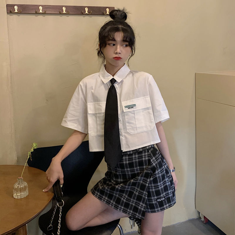 Áo Sơ Mi Ngắn Tay Có Cổ Phong Cách Retro Thời Trang Mùa Hè 2021