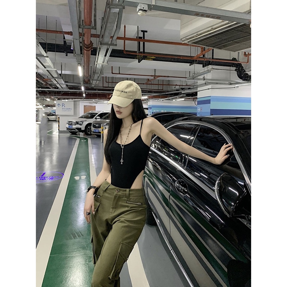 Áo Bodysuit , Áo liền thân Hai Dây Kèm Dây Thắt Eo chất thun cotton