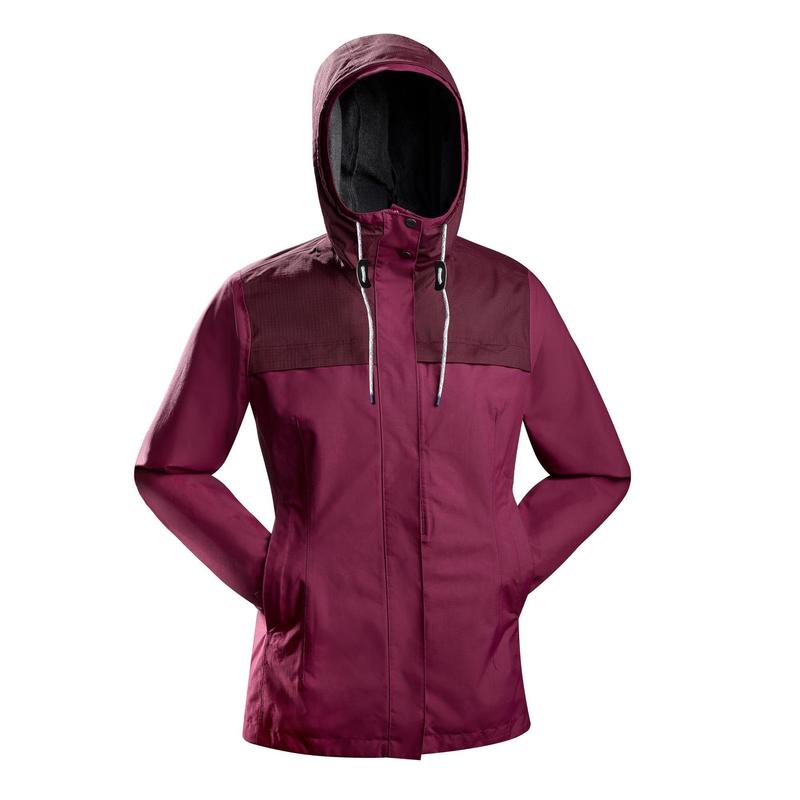 Áo khoác 3 trong 1 travel 100 cho nữ - hồng đậm Decathlon Forclaz