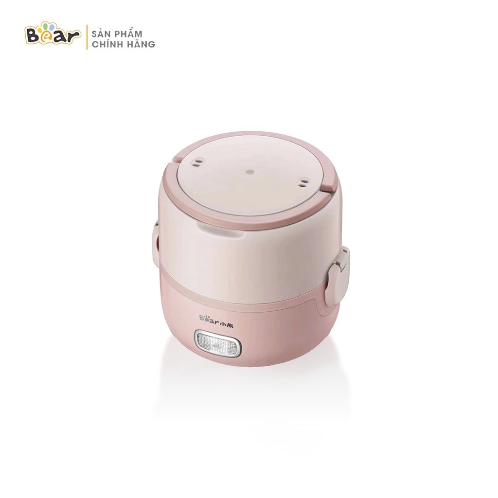 [Bear Chính Hãng]Hộp Cơm Cắm Điện Giữ Nhiệt Bear DFH-B20S6 màu hông nhạt, dung tích 2l, 3 khay Inox, bảo hành 18 Tháng.