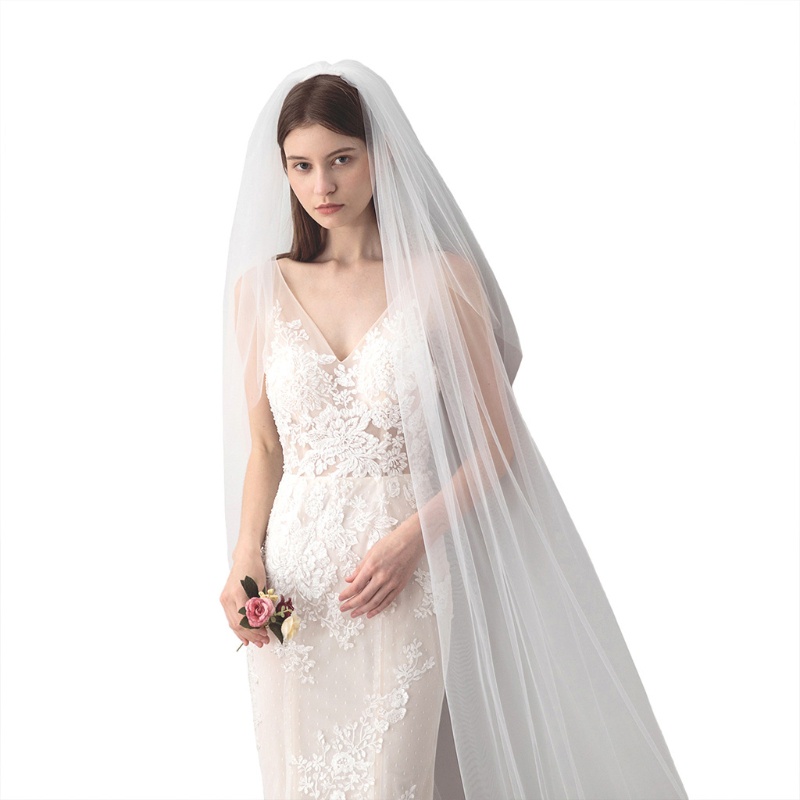 Mạng Che Mặt 2 Lớp Bằng Vải Tuyn Dài 118 Cho Cô Dâu