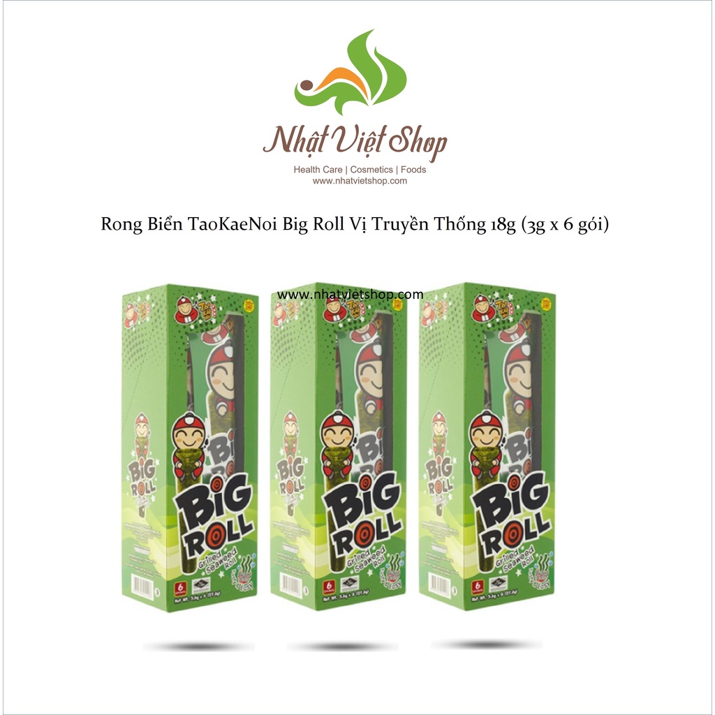 Combo 3 Hộp Rong Biển TaoKaeNoi Big Roll Vị Truyền Thống 18g (3g x 6 gói)