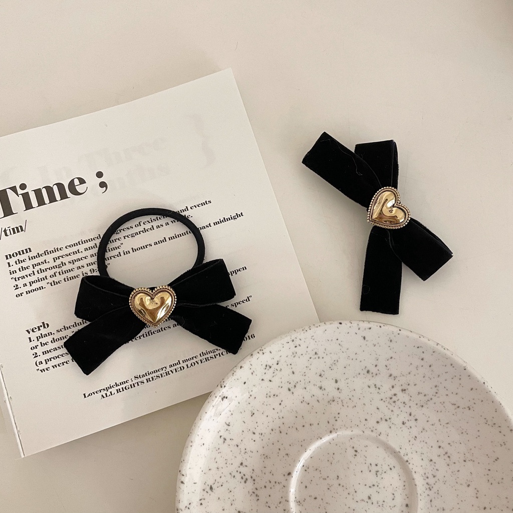 Kẹp tóc nơ MANYUE hình trái tim ngọt ngào phong cách Nhật Bản Hàn Quốc cho nữ