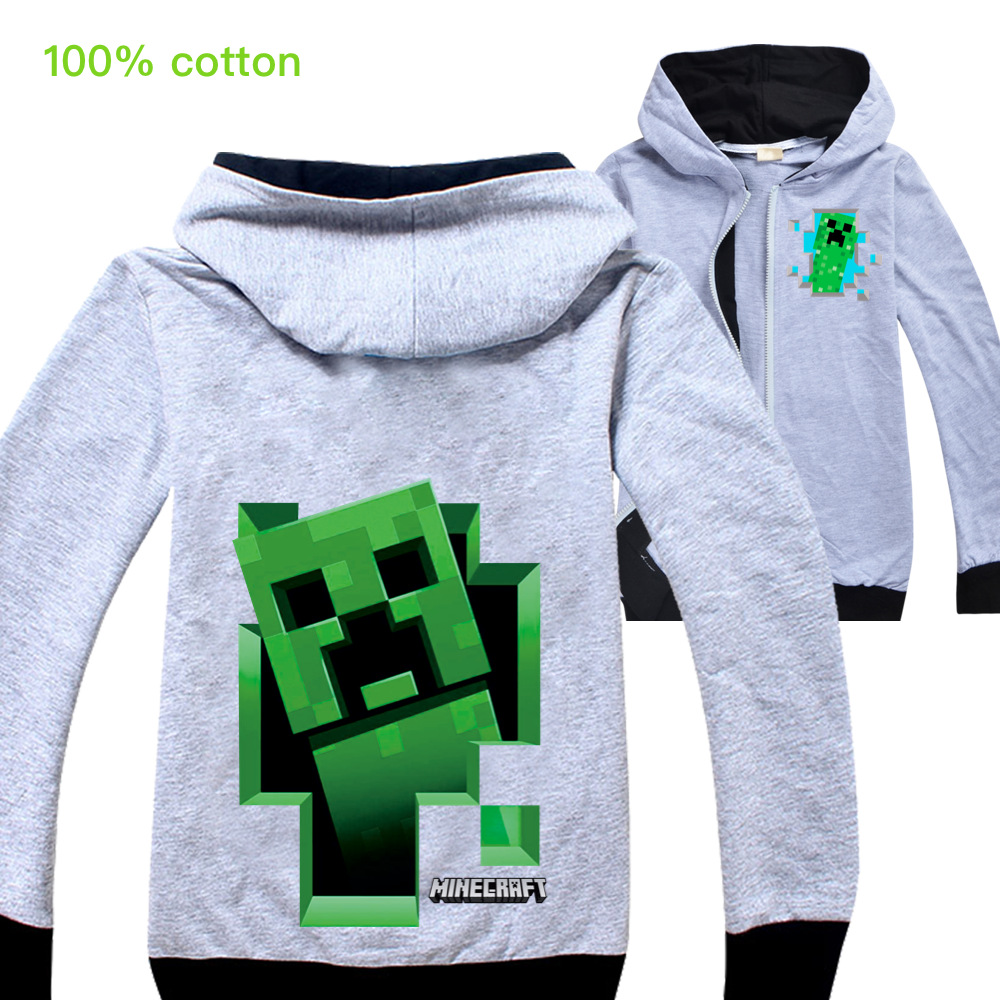 Áo Khoác Cotton Tay Dài In Hình Game Minecraft Thời Trang Mùa Thu Cho Bé Trai
