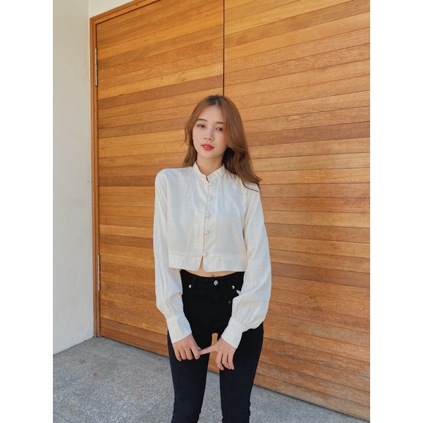 Áo croptop sơ mi tay dài LUCETFASHION Otis Top