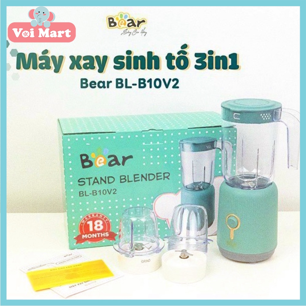 Máy Xay Đa Năng 3 Cối BEAR Bản Quốc Tế BL-B10V2 Bảo Hành 18 Tháng (1 Cối Xay Sinh Tố 1L,1 Cối Xay Thịt Và 1 Cối Xay Khô)