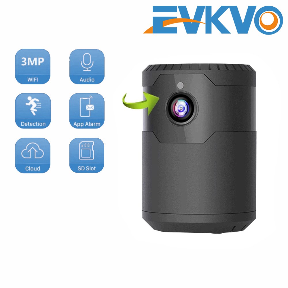 EVKVO - Pin tích hợp - V380 PRO APP FHD 3MP Rotate WIFI CCTV Camera Wireless PTZ IP Camera CCTV Security Surevillance Camera