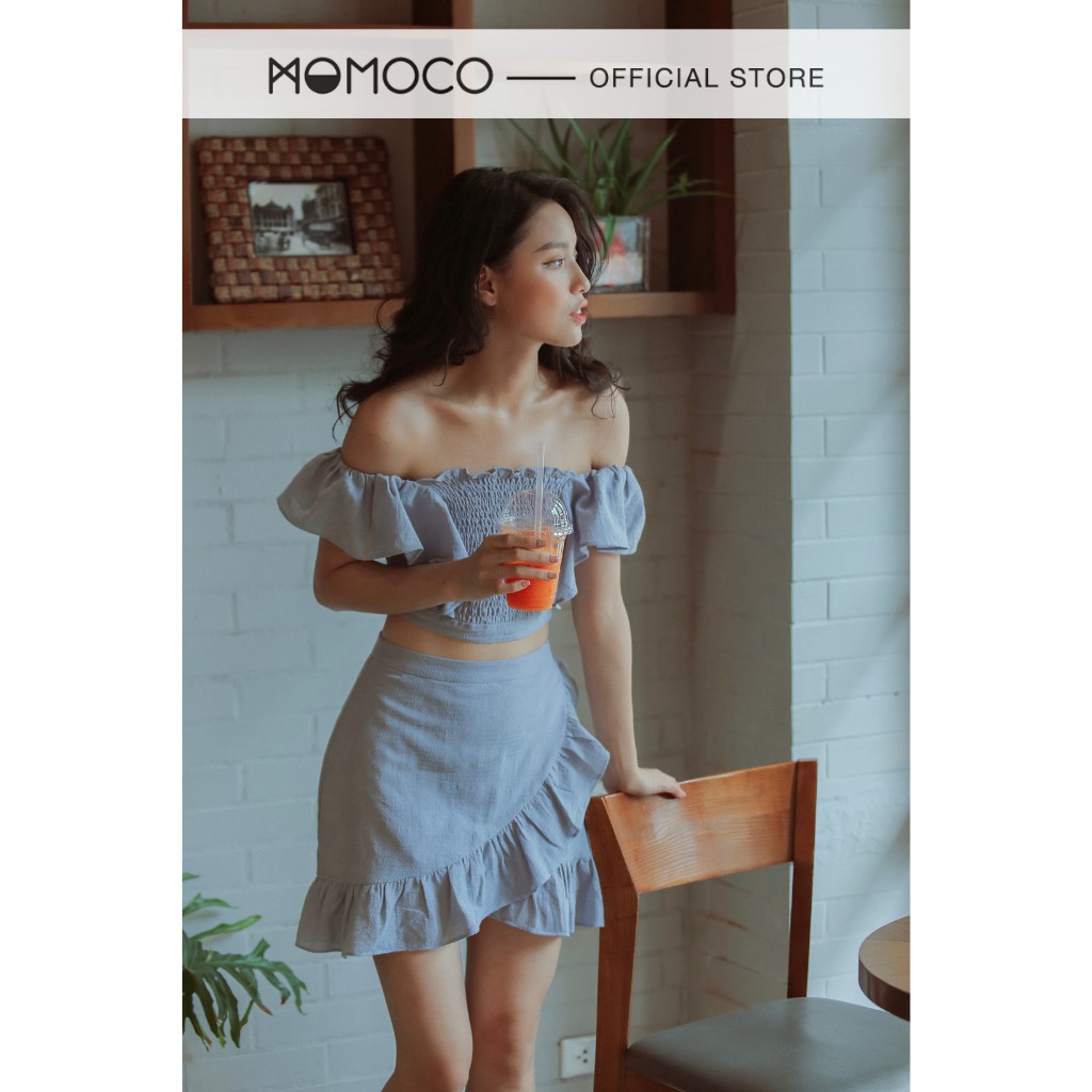 Chân Váy Mini Xòe MOMOCO Vạt Chéo Gấu Bèo Kiểu Dáng Trẻ Trung M2393