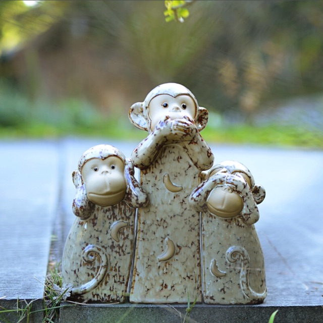 Thú gốm decor - bộ khỉ tam không