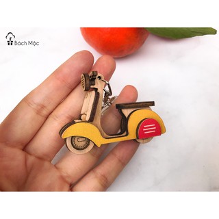 Combo 100 móc khóa gỗ hình xe máy