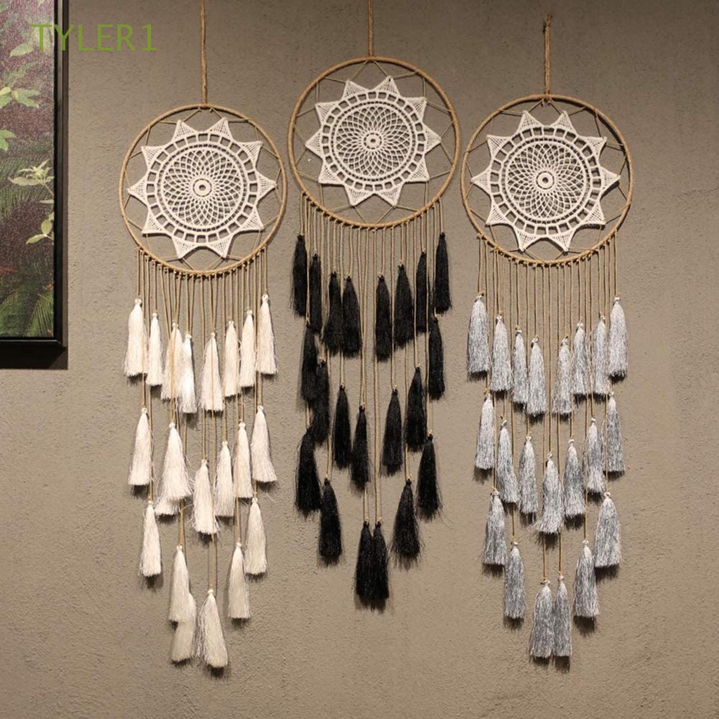 1 Dreamcatcher đính lông vũ nhiều màu phong cách Bohemian trang trí nhà cửa