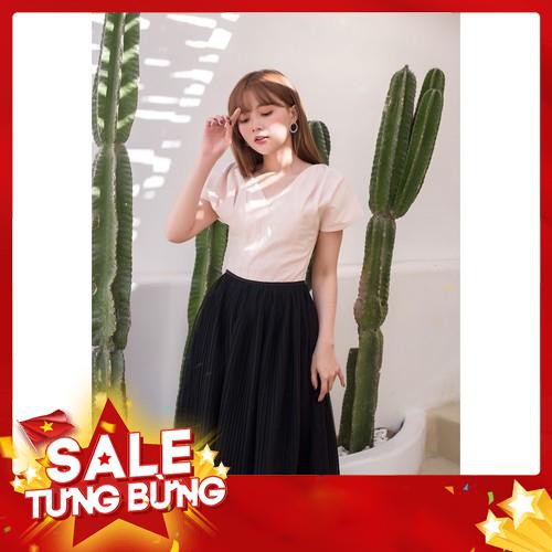 CHÂN VÁY XÒE 2 LỚP, VOAN LƯỚI CHẤM BI DẬP LY - Hàng nhập khẩu