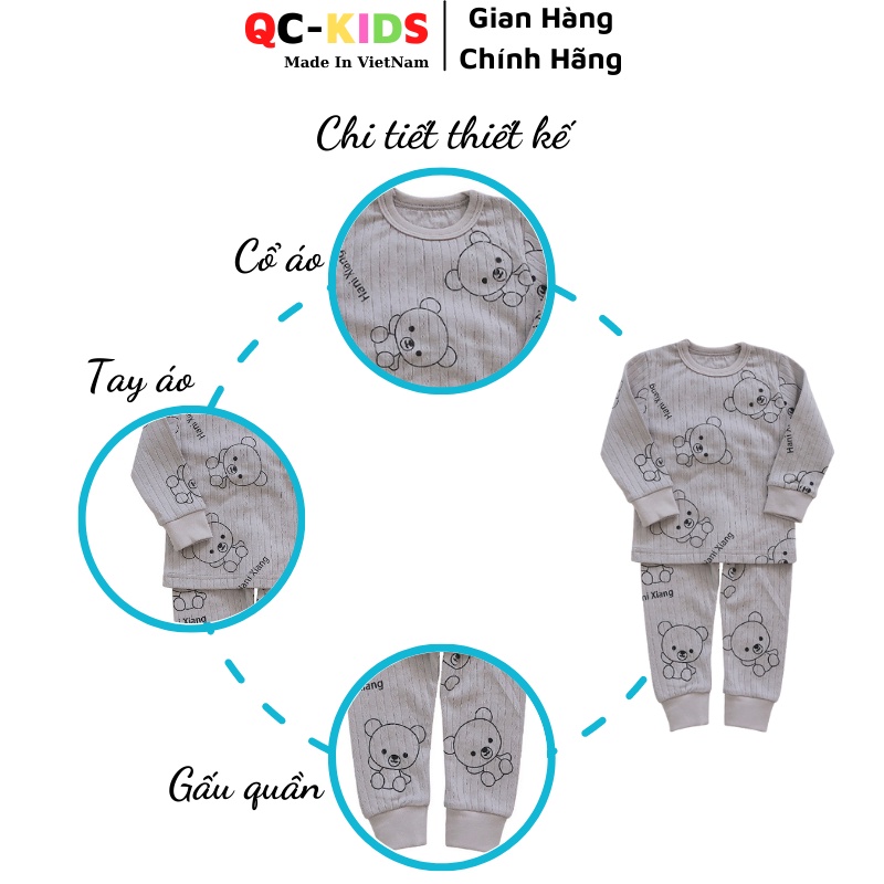 Quần áo trẻ em thu đông 8 đến 18kg, quần áo bé trai, bé gái chất len tăm hình gấu QC-KIDS