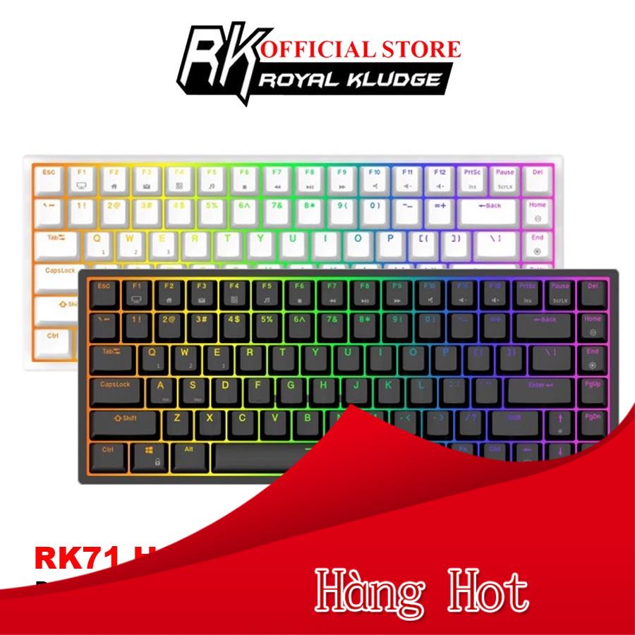 Bàn phím cơ không dây Bluetooth Royal Kludge RK84 RGB HOTSWAP kết nối 3 chế độ cổng sạc Type - C có thêm 2 Hub USB