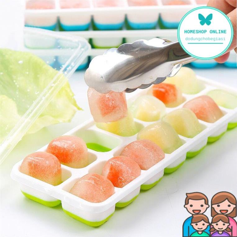 Khay Đá Silicon Có Nắp Đậy 14 Viên, Khay Làm Đá Thạch Kem Chống Mùi Tuyệt Đối HOME SHOP ONLINE giá sỉ