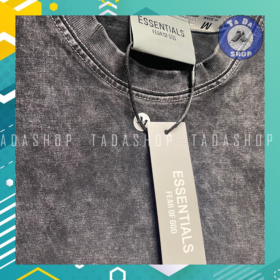 Áo Phông đen wash oversize Nam Nữ ESSENTIALS ảnh thật