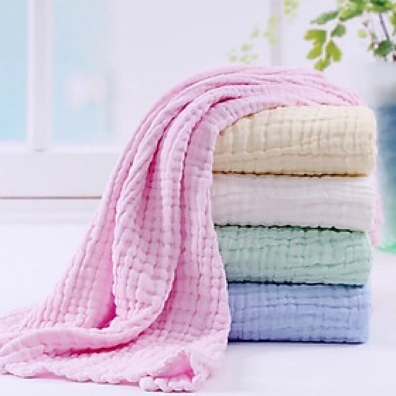 KHĂN XÔ TẮM ORGANIC MÀU TRƠN 6 LỚP CHO BÉ (KT 105*105) +- 3