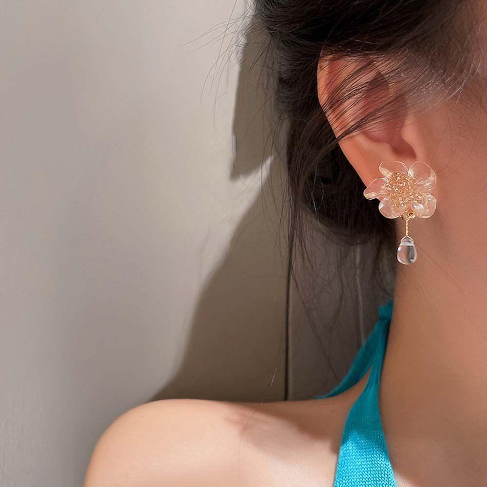 Khuyên Tai Dạng Kẹp Bằng Acrylic Thời Trang Cổ Điển Hàn Quốc Cho Nữ