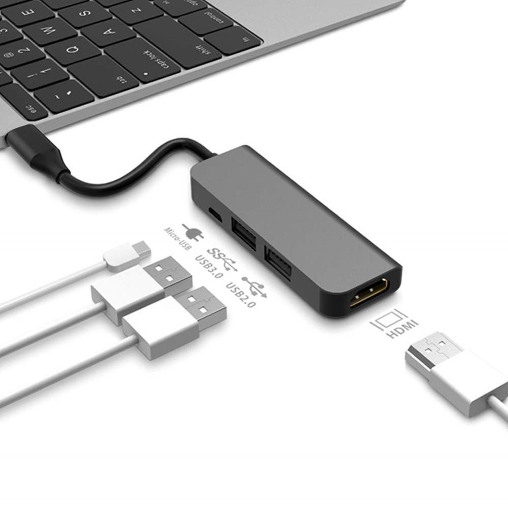 Bộ hub chuyển đổi type C sang 4K HDMI USB 3.0 USB2.0 Micro USB cho MacBook Pro Samsung Galaxy S8 Huawei P20 Pro